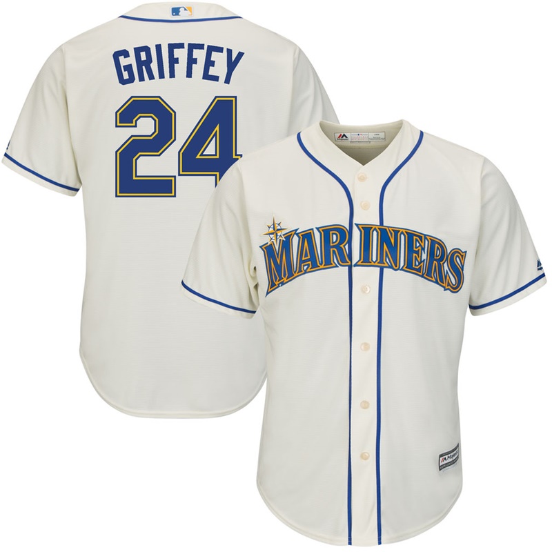 Men Seattle Mariners #24 Ken Griffey Jr. Replica Alternate Cream Cool Base Jersey