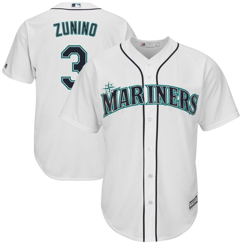 Men Seattle Mariners #3 Mike Zunino Home White Cool Base Jersey