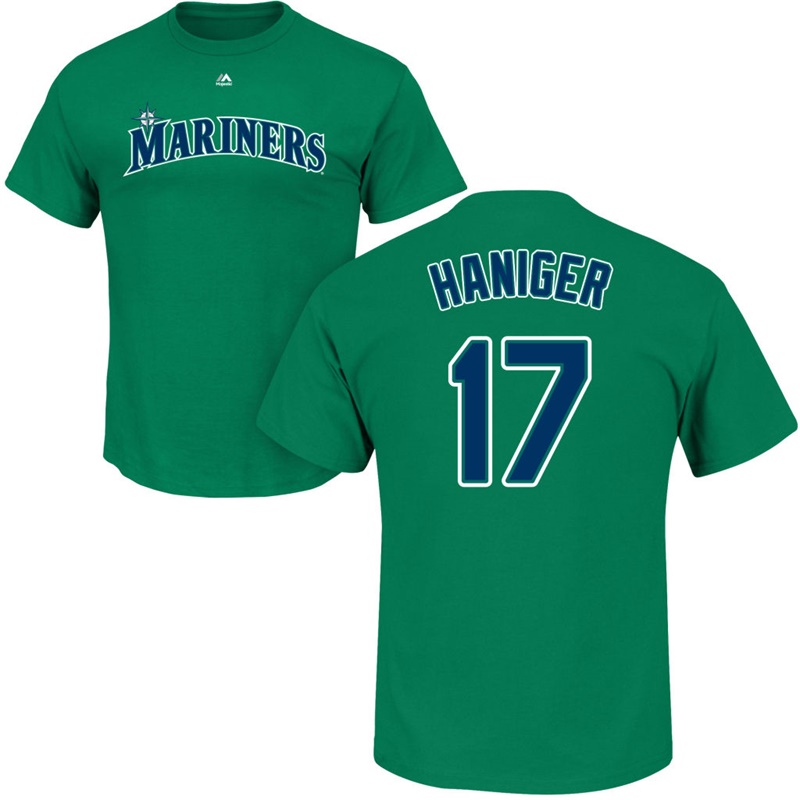 Men Seattle Mariners Mitch Haniger #17 Green Roster Name & Number T-Shirt