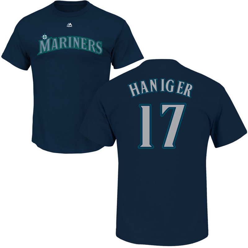 Men Seattle Mariners Mitch Haniger #17 Navy Roster Name & Number T-Shirt