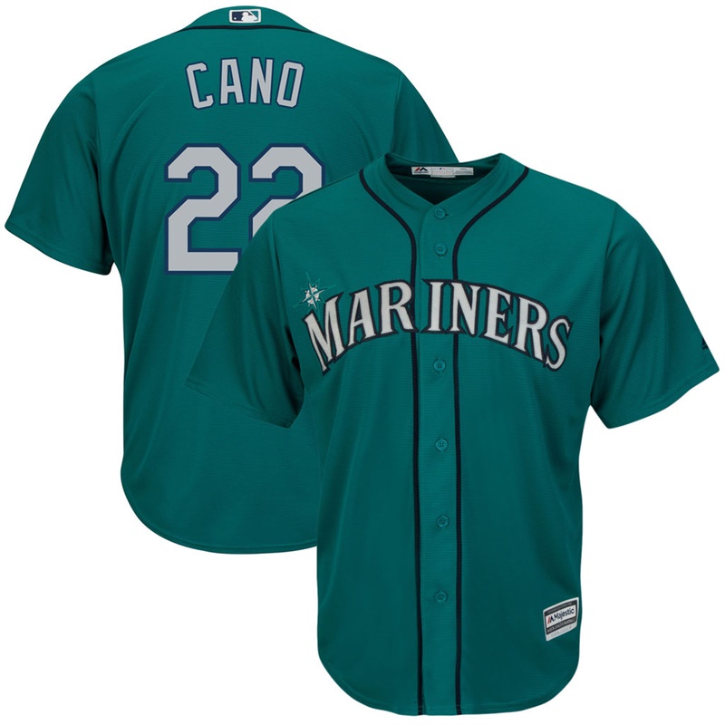 Men Seattle Mariners #22 Robinson Cano Replica Alternate Aqua Cool Base Jersey