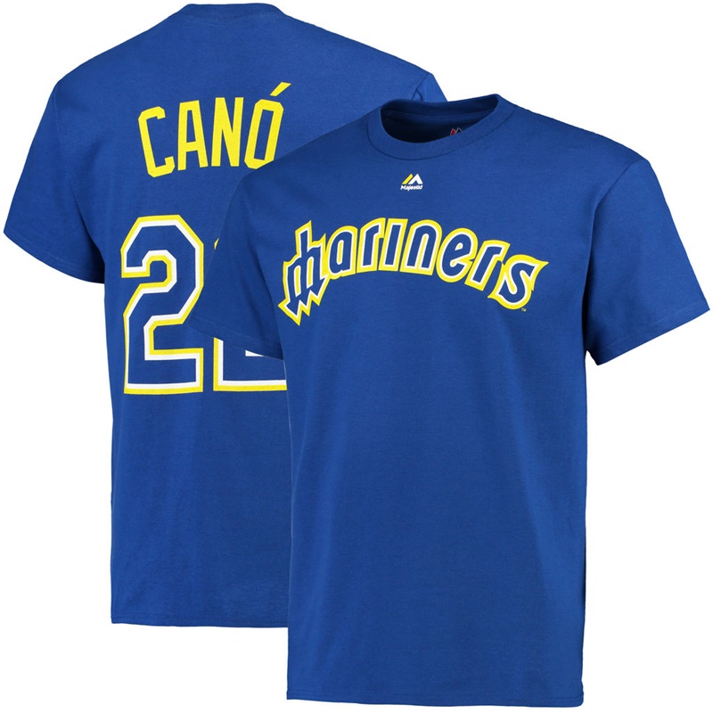 Men Seattle Mariners Robinson Cano #22 Royal Turn Back the Clock Name & Number T-Shirt