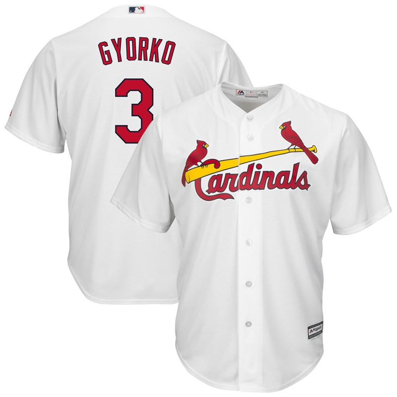 Men Jedd Gyorko #3 St. Louis Cardinals Replica Home White Cool Base Jersey