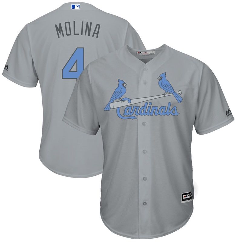 Men 2017 Father's Day St. Louis Cardinals #4 Yadier Molina Gray Cool Base Jersey