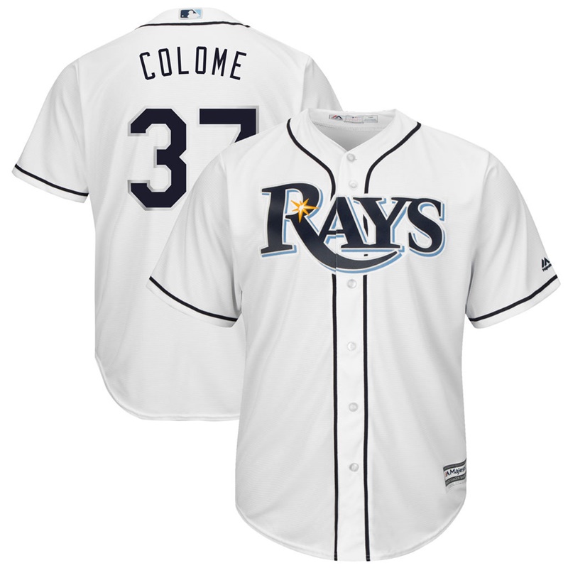 Men Alex Colome #37 Tampa Bay Rays Replica Home White Cool Base Jersey