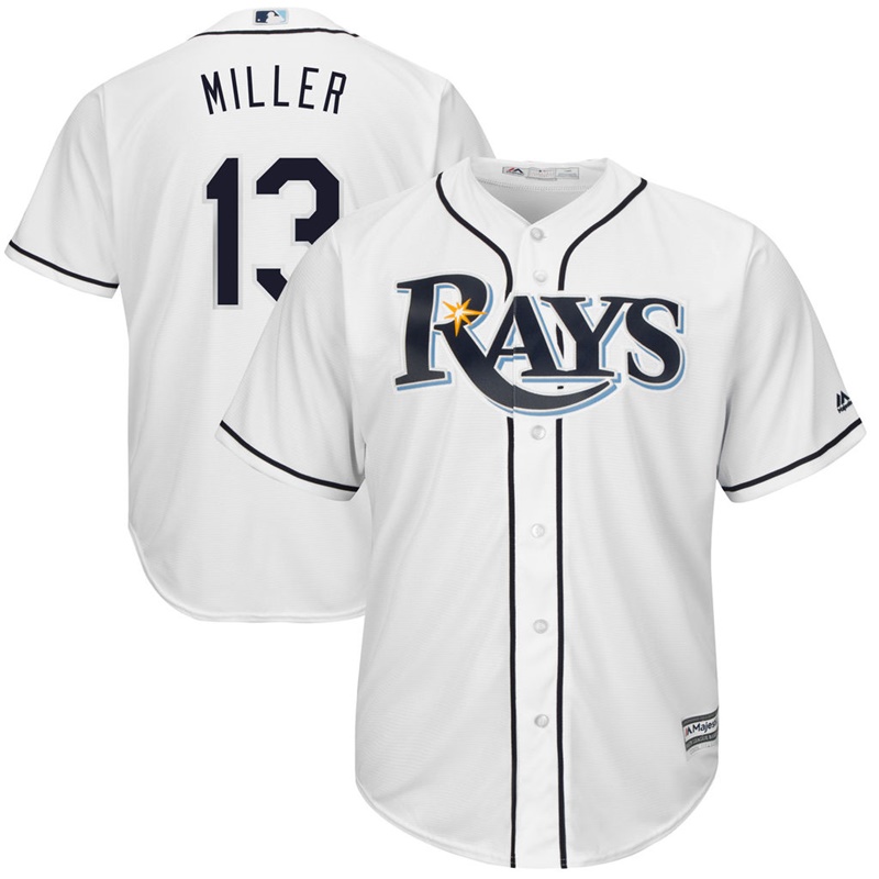 Men Tampa Bay Rays #13 Brad Miller Home White Cool Base Jersey