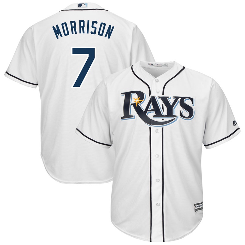 Men Tampa Bay Rays #7 Logan Morrison Home White Cool Base Jersey