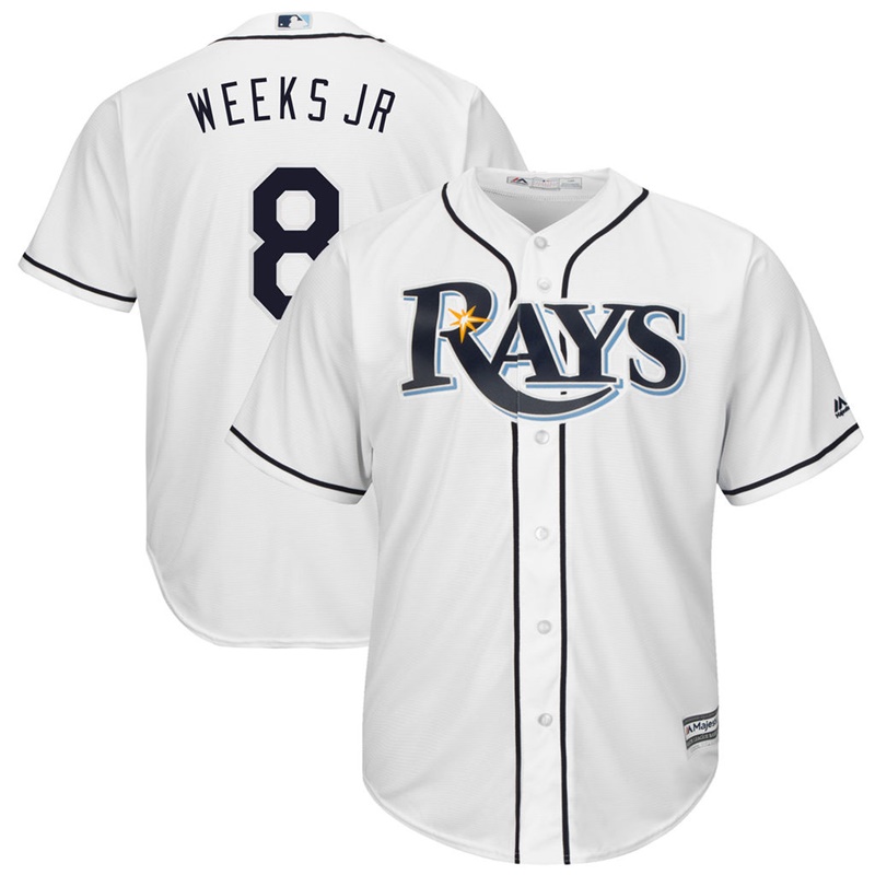 Men Rickie Weeks Jr. #8 Tampa Bay Rays Replica Home White Cool Base Jersey