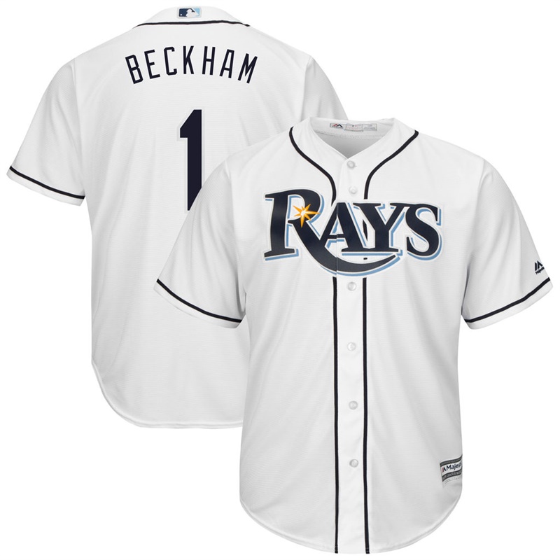 Men Tim Beckham #1 Tampa Bay Rays Replica Home White Cool Base Jersey