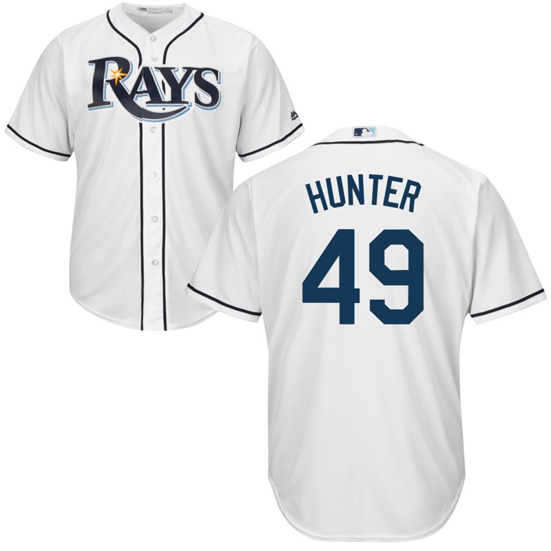 Men Tampa Bay Rays #49 Tommy Hunter Home White Cool Base Jersey