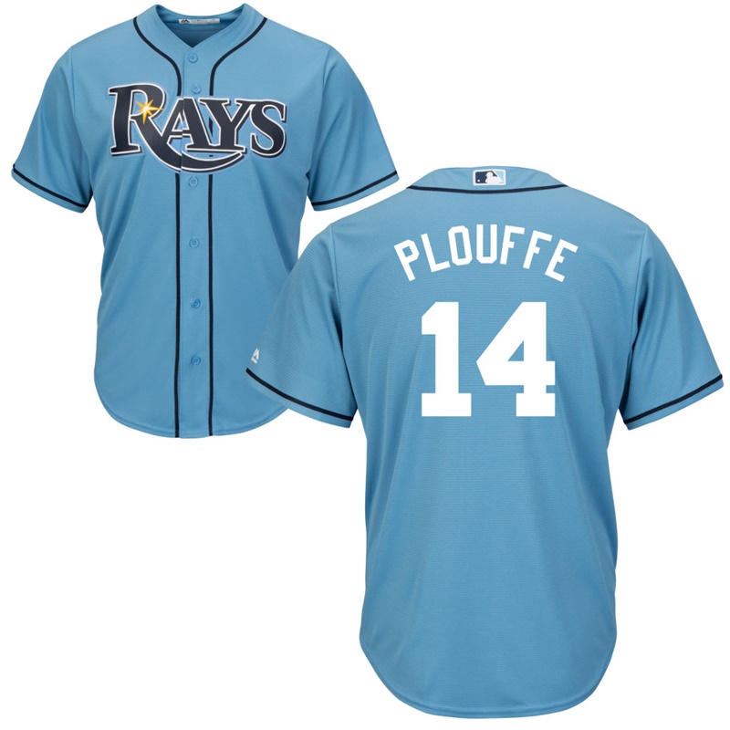 Men Trevor Plouffe #14 Tampa Bay Rays Alternate Light Blue Cool Base Jersey