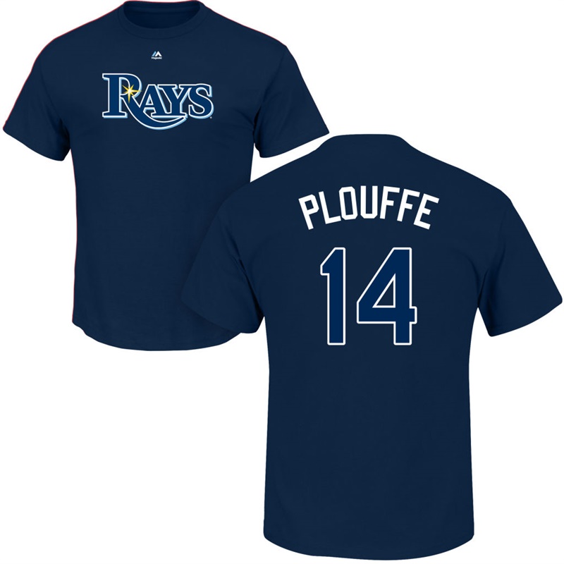 Men Tampa Bay Rays Trevor Plouffe #14 Navy Roster Name & Number T-Shirt