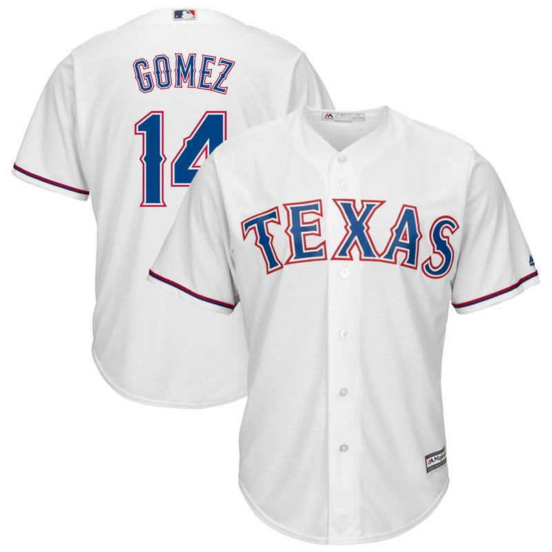 Men Carlos Gomez #14 Texas Rangers Replica Home White Cool Base Jersey