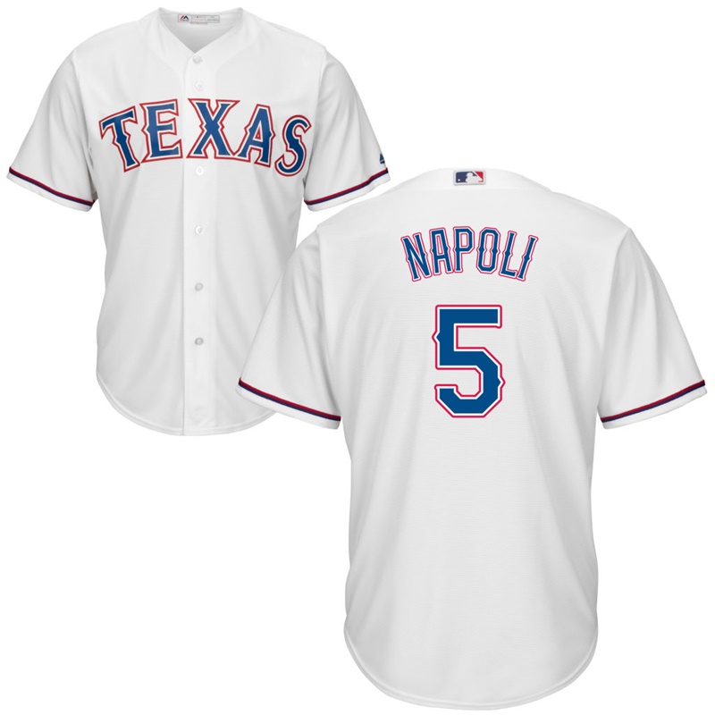 Men Texas Rangers #5 Mike Napoli Home White Cool Base Jersey