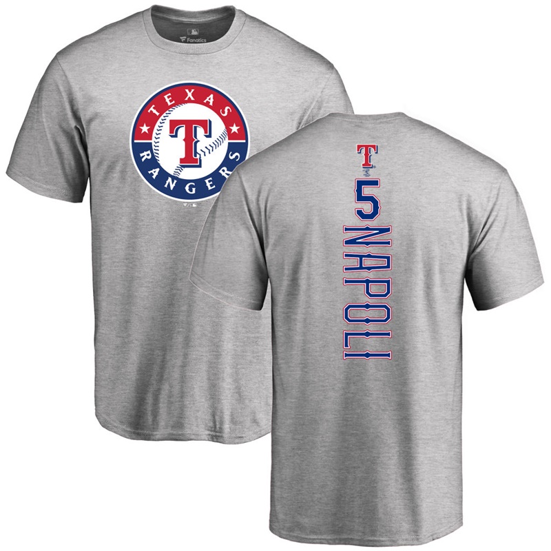 Men Texas Rangers Mike Napoli #5 Gray Backer T-Shirt