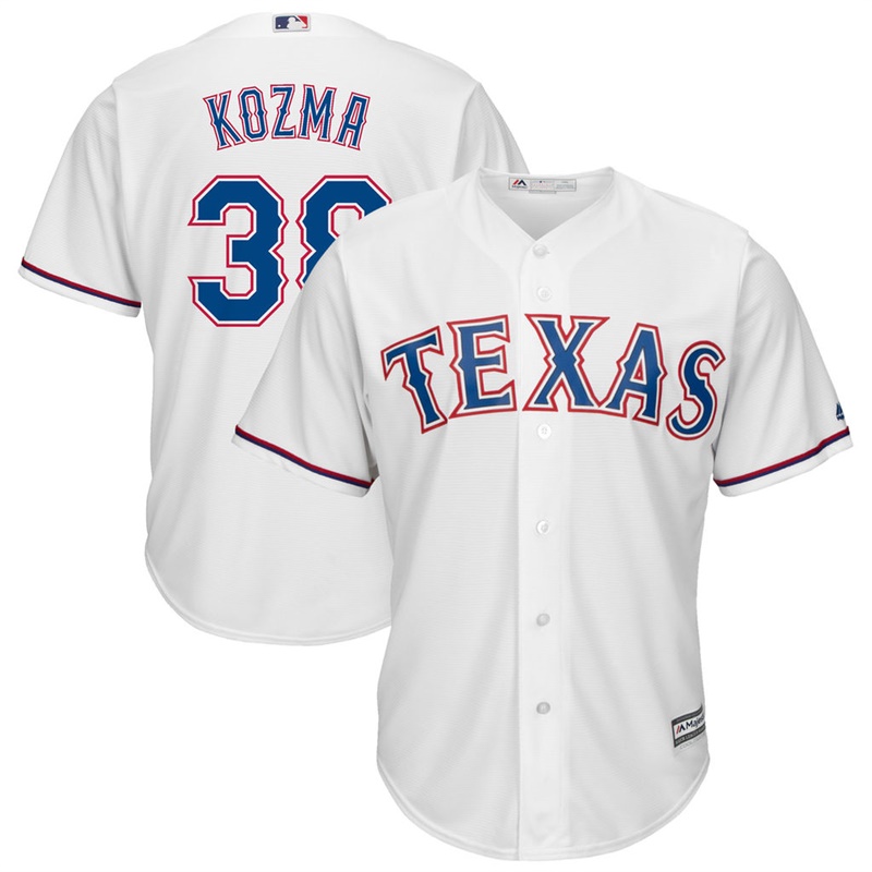 Men Pete Kozma #38 Texas Rangers Replica Home White Cool Base Jersey