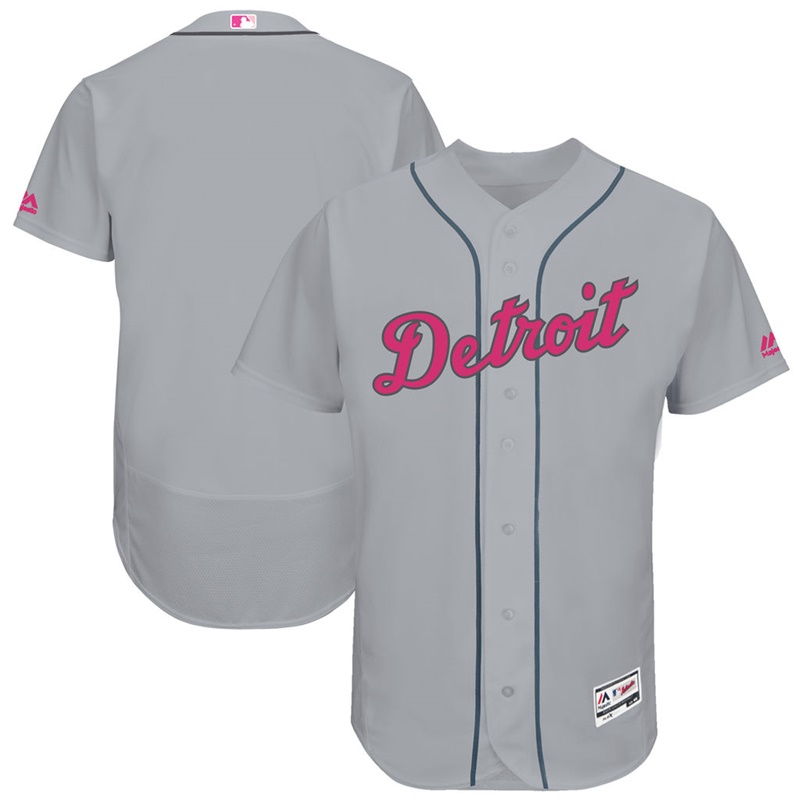 2017 Mother's Day Men Detroit Tigers Gray Flex Base Team Jersey