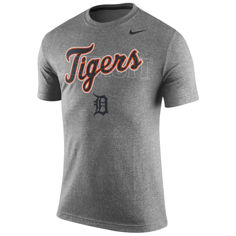 Men Detroit Tigers Gray Marled Wordmark Logo T-Shirt