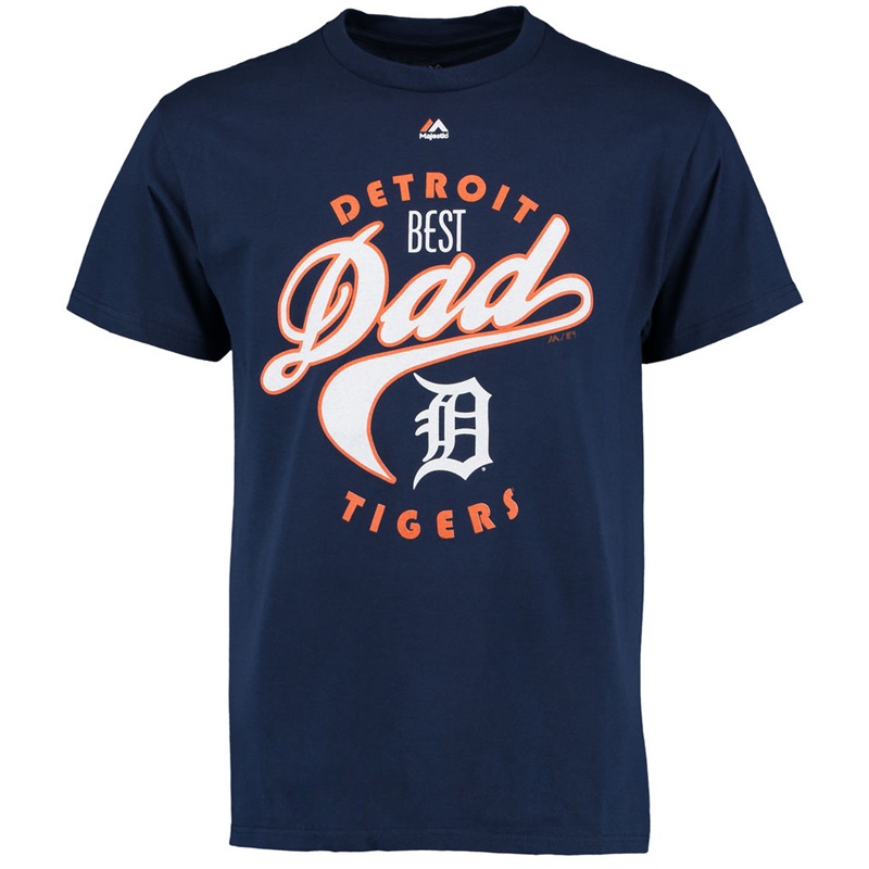 Men Best Dad Detroit Tigers Navy T-Shirt