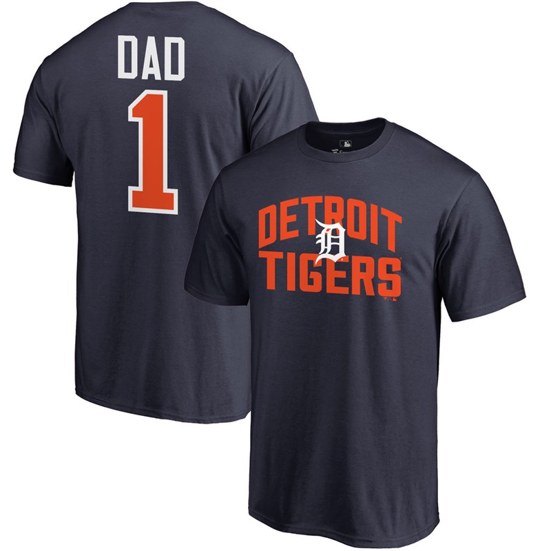 Men Big & Tall Detroit Tigers Dad #1 Navy T-Shirt