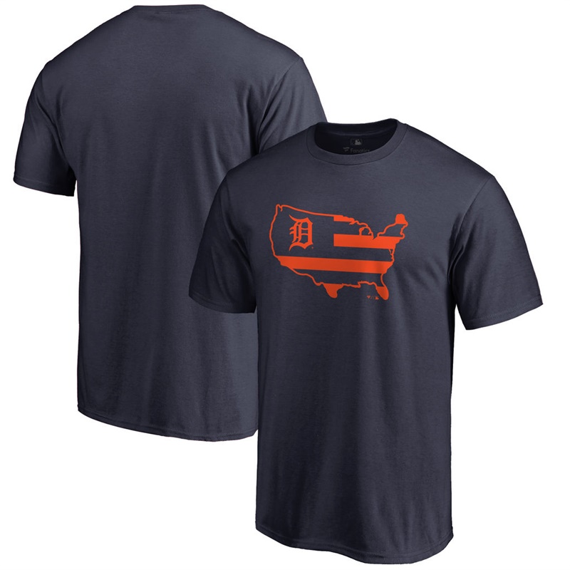 Detroit Tigers Navy Broad Stripes T-Shirt -  Men