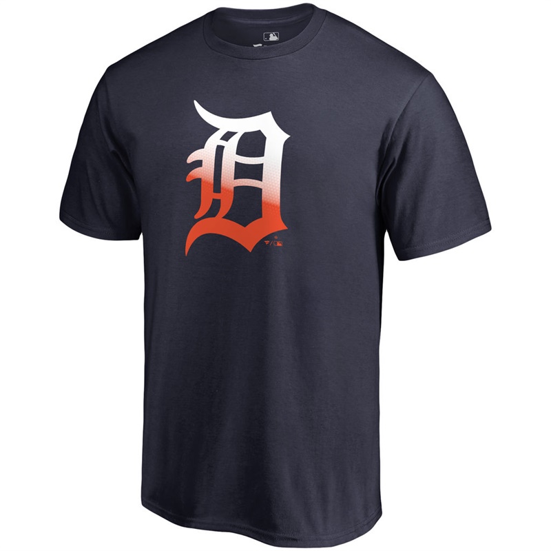 Men Detroit Tigers Navy Gradient Logo T-Shirt