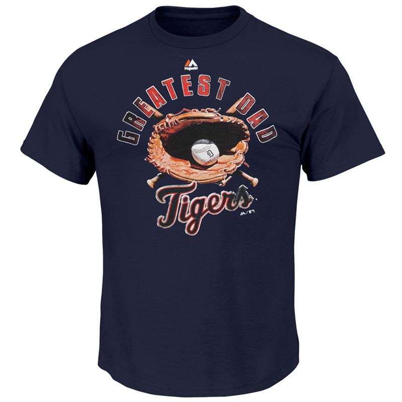 Men Greatest Dad II Detroit Tigers Navy T-Shirt