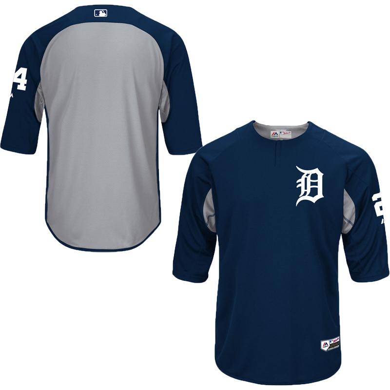 Men Detroit Tigers Miguel Cabrera On-Field 3/4-Sleeve Player Batting Practice Jersey -  Navy