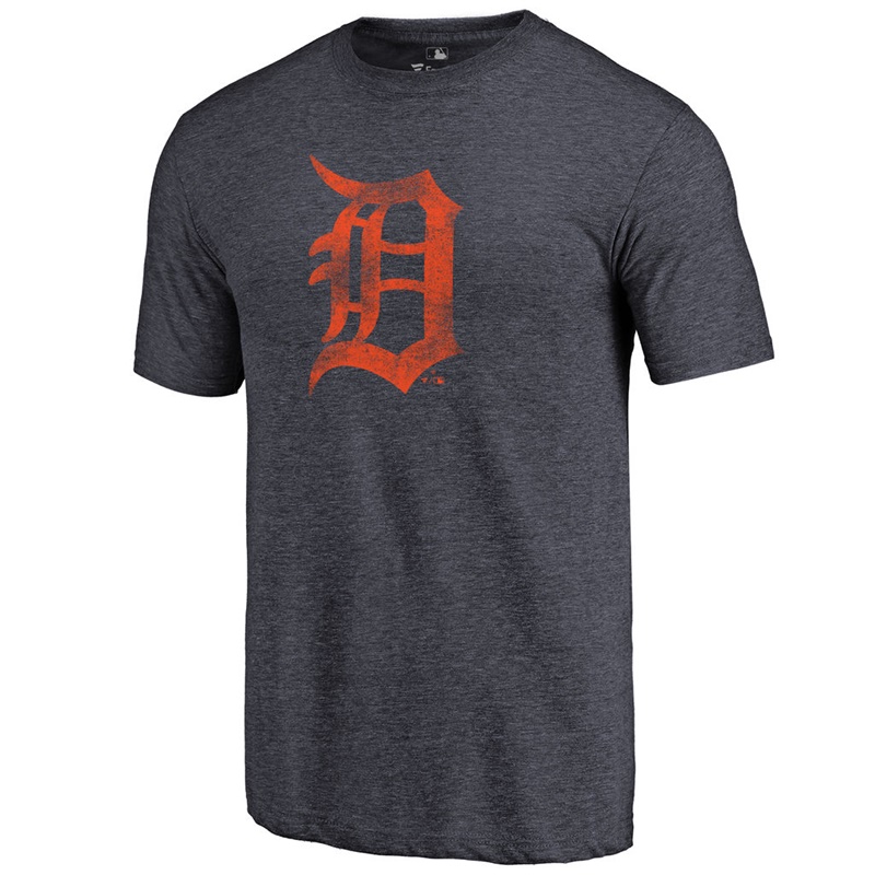 Men Detroit Tigers Tri-Blend Distressed Team Navy T-Shirt