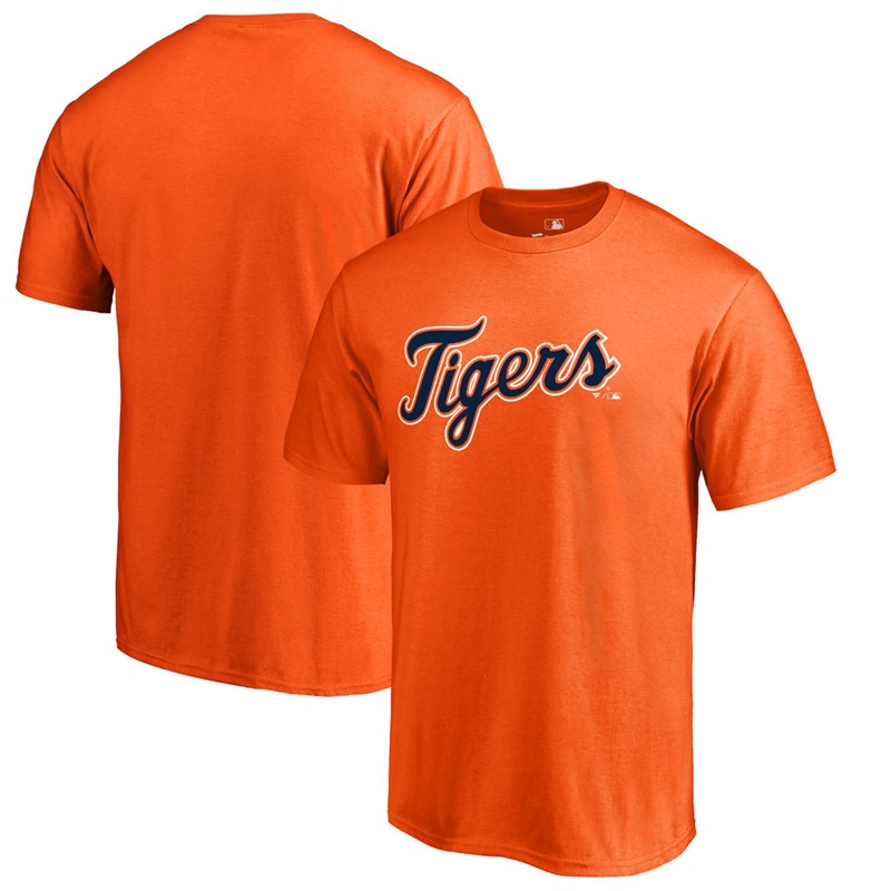 Men Detroit Tigers Big & Tall Team Wordmark Orange T-Shirt