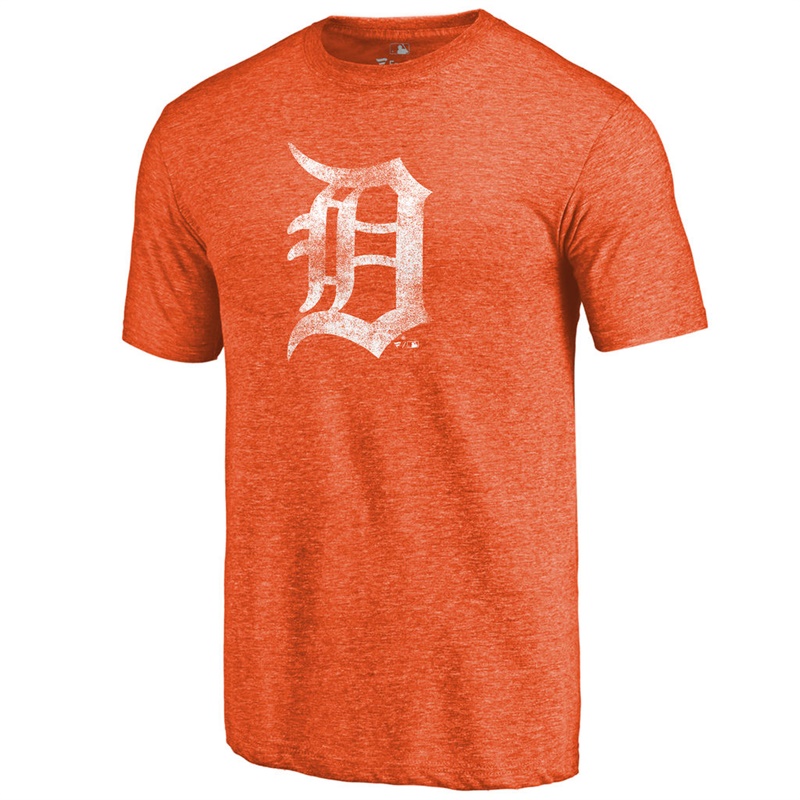 Men Detroit Tigers Tri-Blend Distressed Team Orange T-Shirt