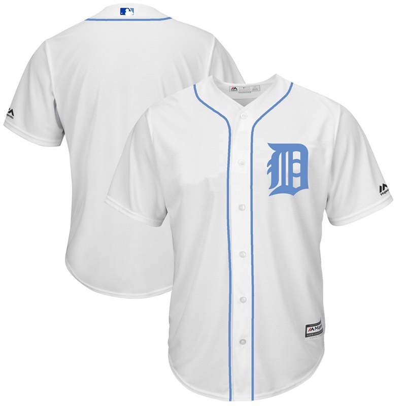 2017 Father's Day Detroit Tigers Men White Cool Base Team Jersey