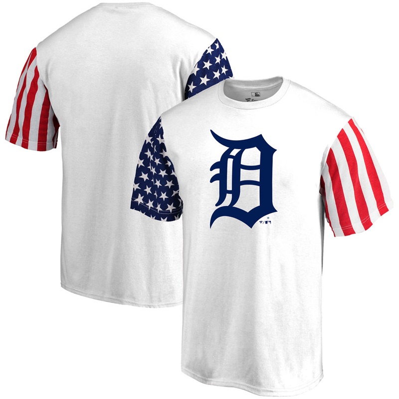 Detroit Tigers White Stars & Stripes T-Shirt -  Men