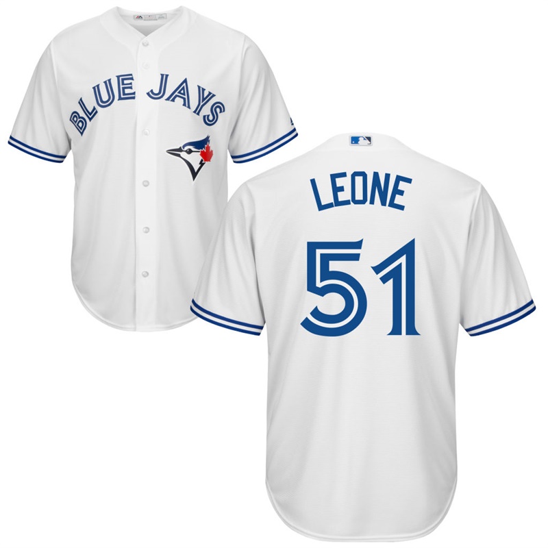 Men Toronto Blue Jays #51 Dominic Leone Home White Cool Base Jersey