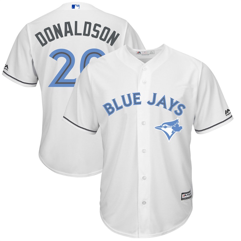 Men 2017 Father's Day Toronto Blue Jays #20 Josh Donaldson White Cool Base Jersey