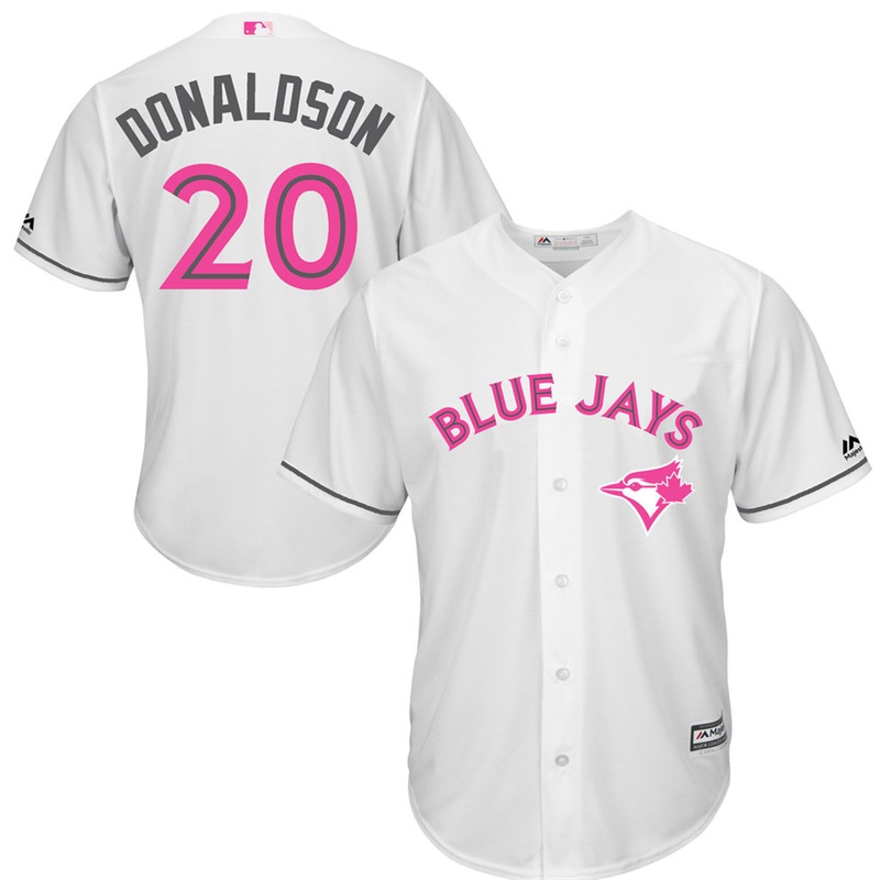 Men 2017 Mother's Day Toronto Blue Jays #20 Josh Donaldson White Cool Base Jersey