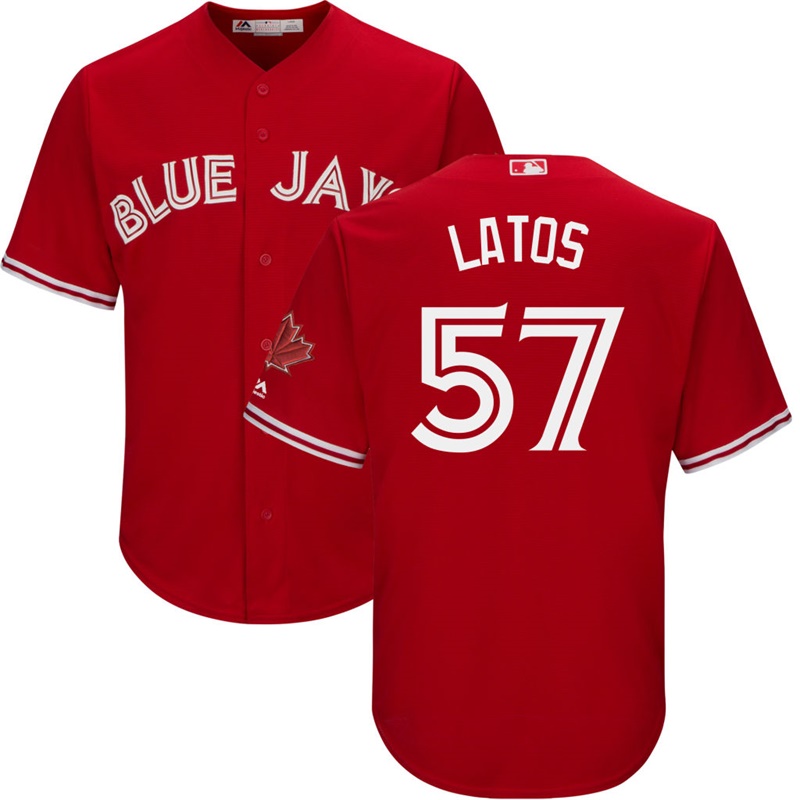 Men Toronto Blue Jays #57 Mat Latos 2017 Replica Scarlet Cool Base Jersey