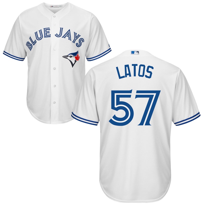 Men Toronto Blue Jays #57 Mat Latos Home White Cool Base Jersey