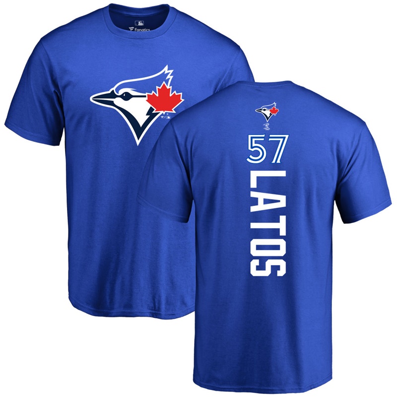 Men Toronto Blue Jays Mat Latos #57 Royal Backer T-Shirt