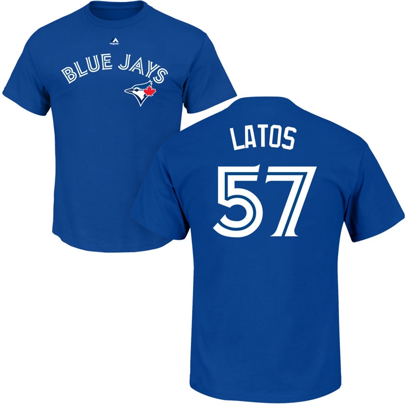 Men Toronto Blue Jays Mat Latos #57 Royal Roster Name & Number T-Shirt