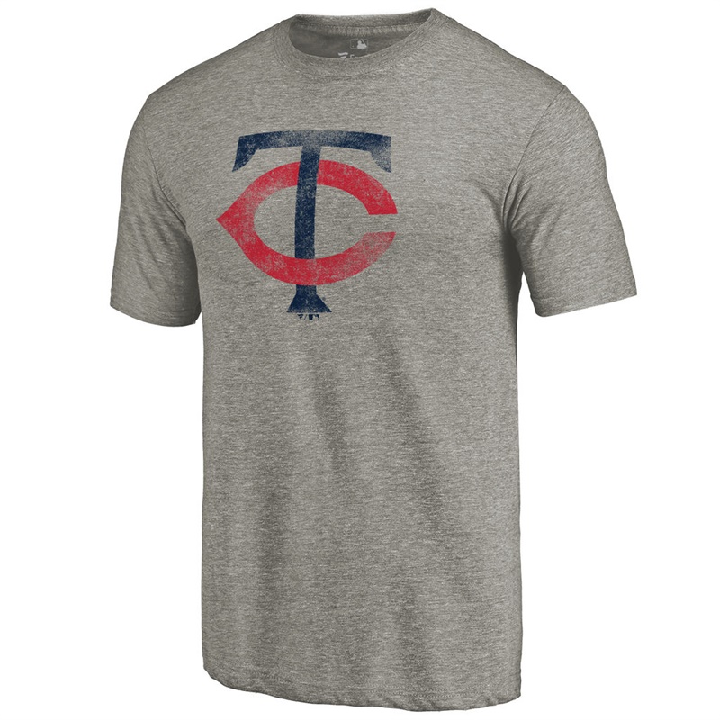 Men Minnesota Twins Tri-Blend Distressed Team Ash T-Shirt