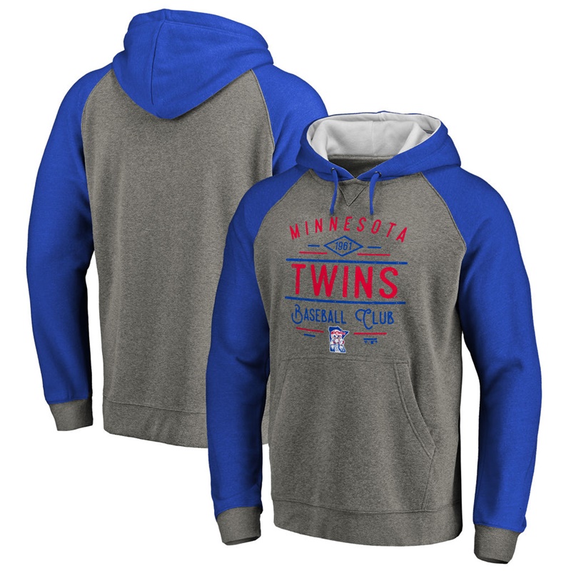 Men Minnesota Twins Ash Tri-blend Doubleday Raglan Pullover Hoodie