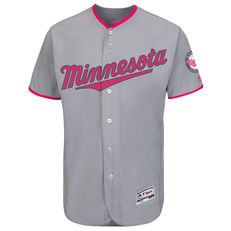 2017 Mother's Day Men Minnesota Twins Gray Flex Base Team Jersey