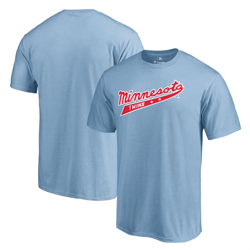 Men Minnesota Twins Light Blue Cooperstown Collection Forbes T-Shirt