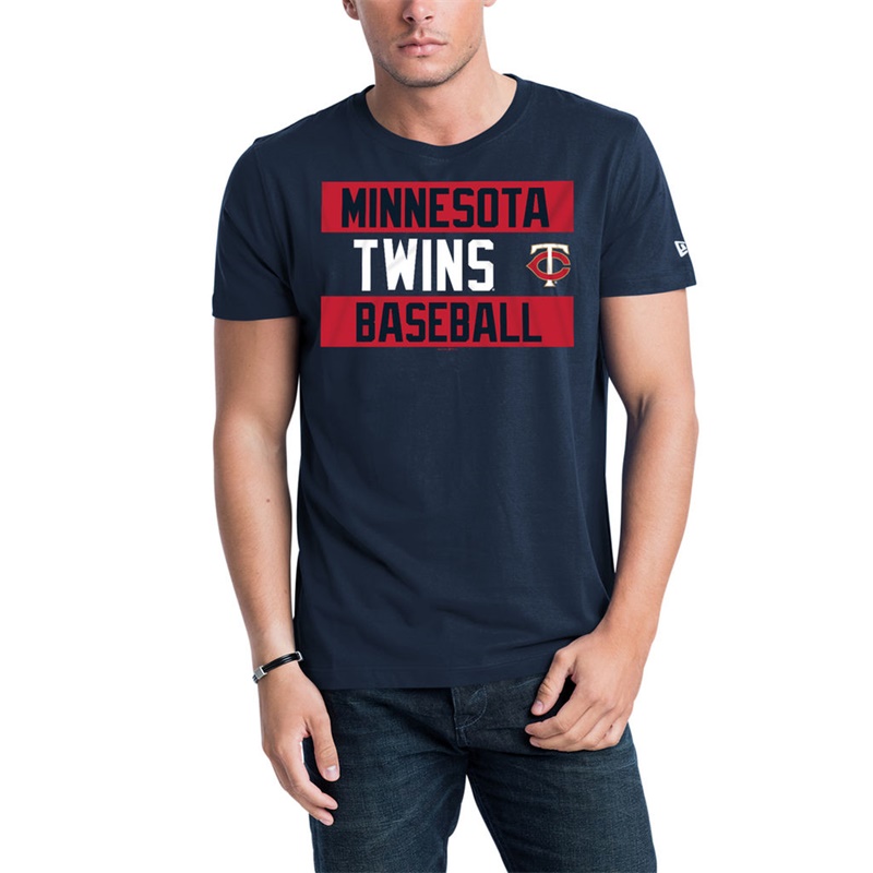 Men Minnesota Twins Navy Bars Jersey T-Shirt