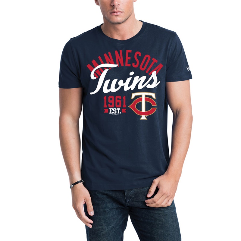 Men Minnesota Twins Navy Script Jersey T-Shirt