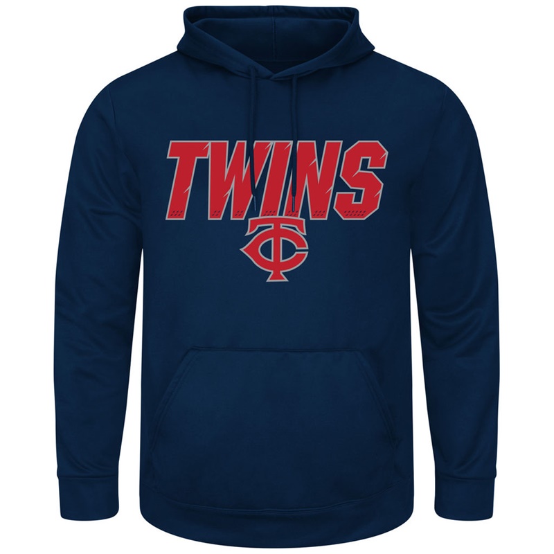 Men Minnesota Twins Navy Synthetic Fleece Pullover Hoodie