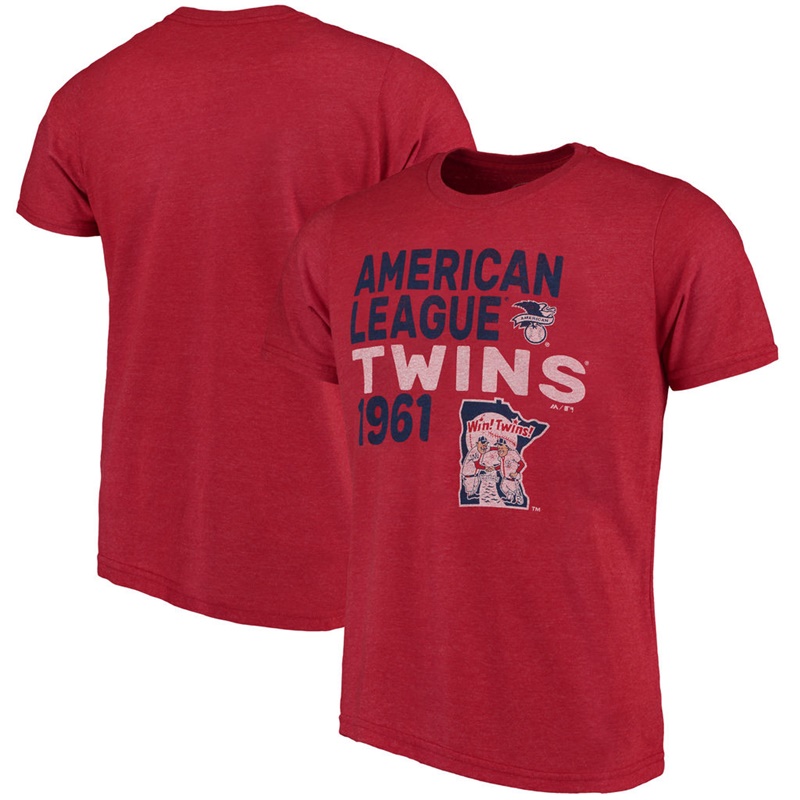 Men Minnesota Twins Red Throwback Cooperstown Collection Tri-Blend T-Shirt