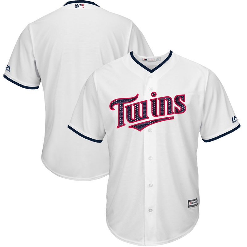 Men Minnesota Twins Independence Day White 2017 Stars & Stripes Cool Base Team Jersey