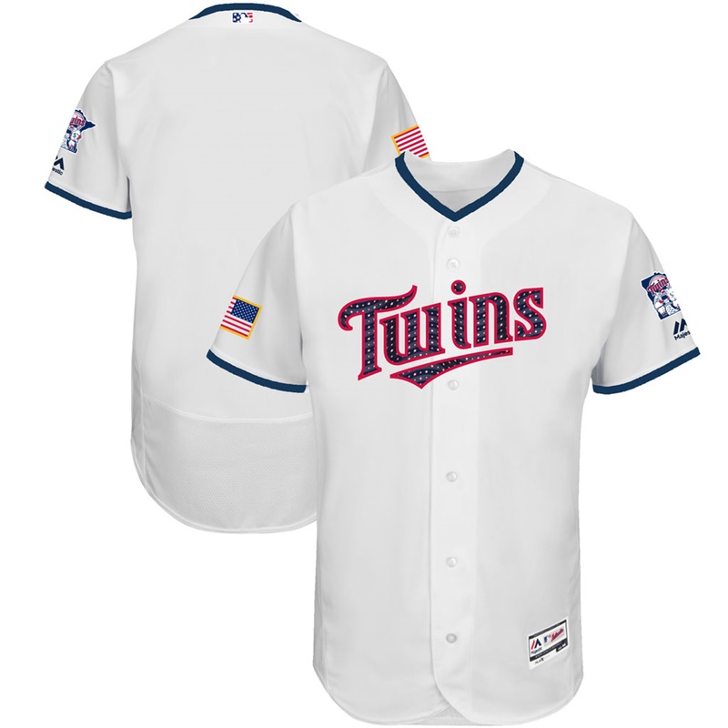 Independence Day Men Minnesota Twins White 2017 Stars & Stripes Flex Base Team Jersey